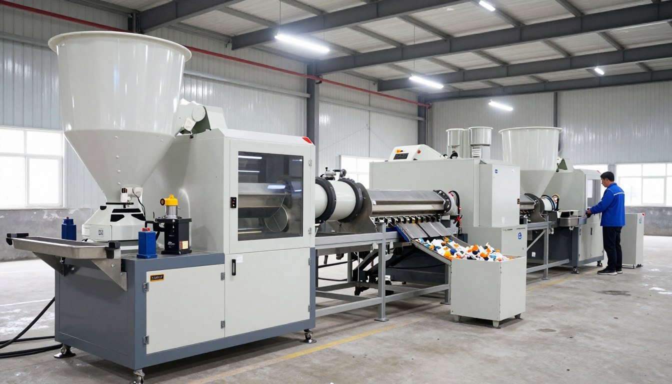 Complete plastic recycling system featuring MAIKONG equipment