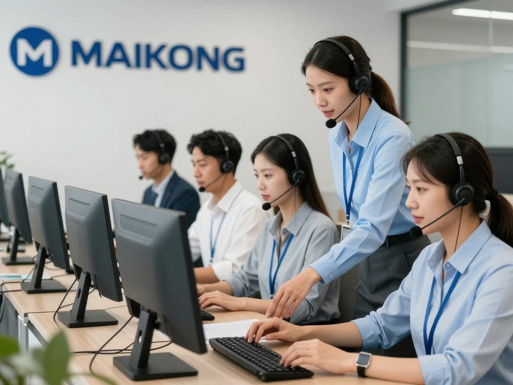 MAIKONG customer support team assisting clients with small portable plastic shredder machines