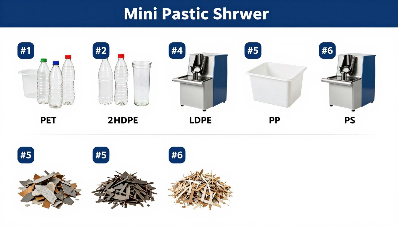 Various plastic types that can be processed by mini plastic shredder kit