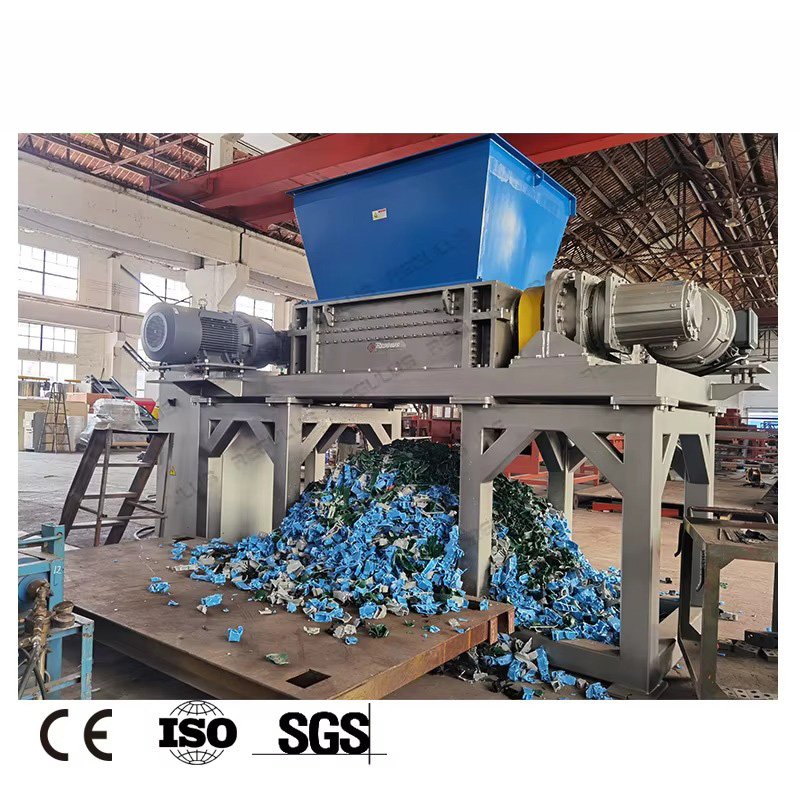 Industrial plastic shredder machine processing plastic waste