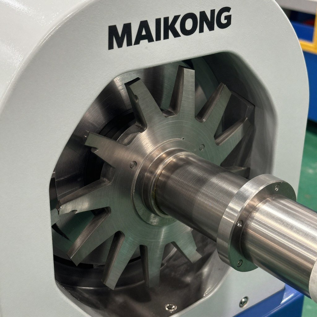 Close-up of MAIKONG shredder cutting chamber with special alloy blades