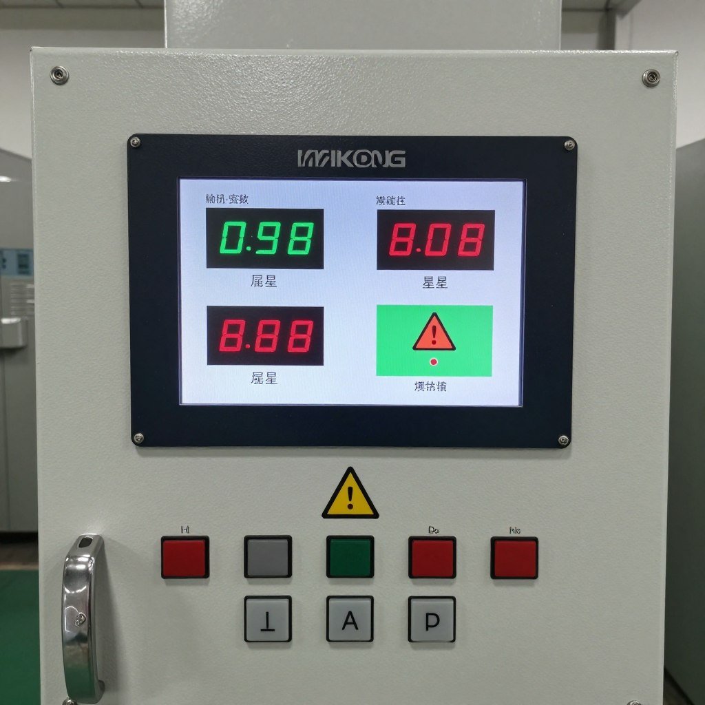 Overload protection system display on MAIKONG shredder control panel