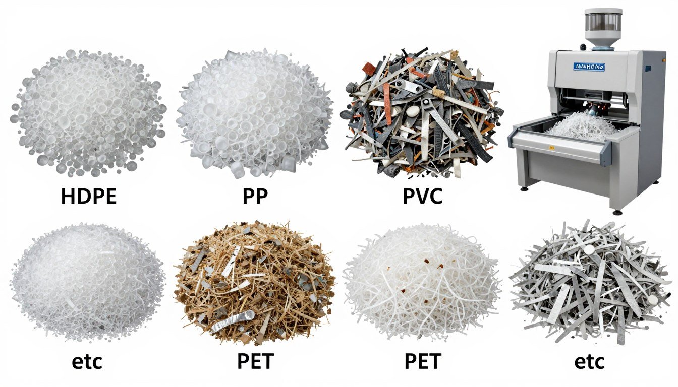 Various plastic types being processed by MAIKONG plastic shredders Various plastic types being processed by MAIKONG plastic shredders