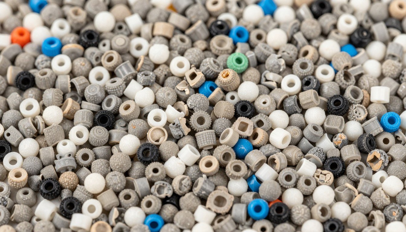 Recycled plastic pellets made from processed purging lumps
