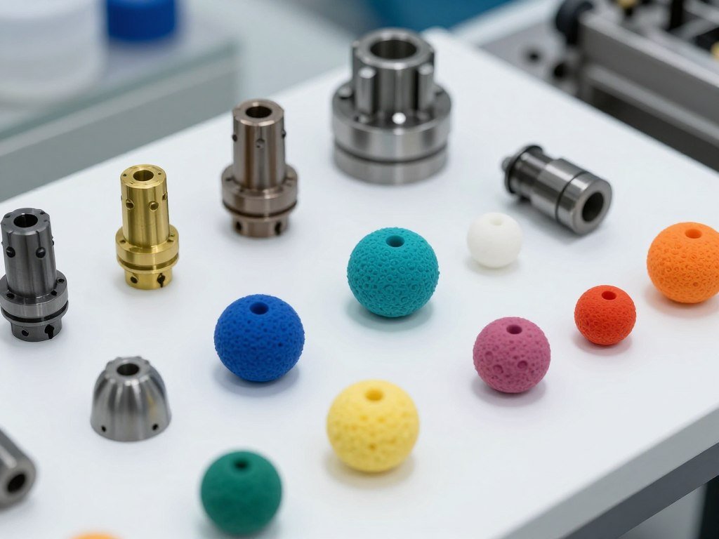 Various purging lumps and die heads from injection molding processes