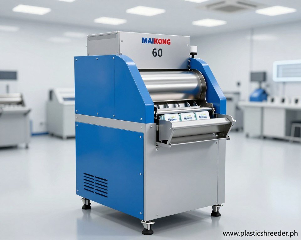 Compact MAIKONG Model 600 small plastic shredder machine for processing Tetra Pak materials Compact MAIKONG Model 600 small plastic shredder machine for processing Tetra Pak materials