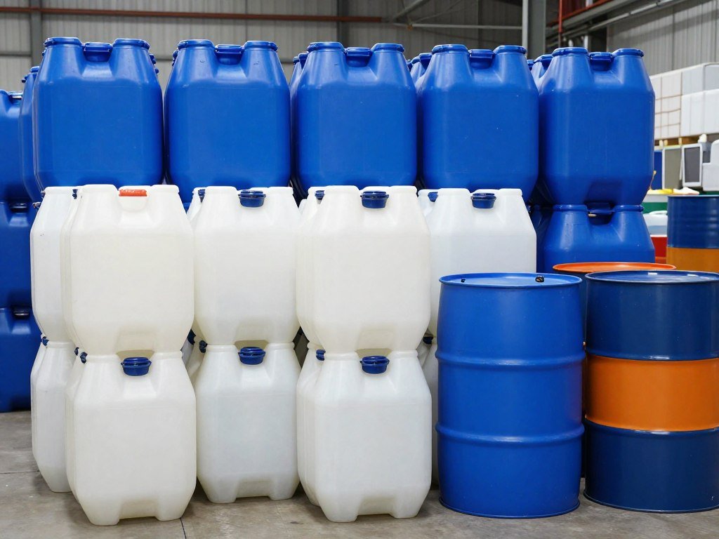 HDPE industrial plastic containers requiring difficult-to-shred plastics processing