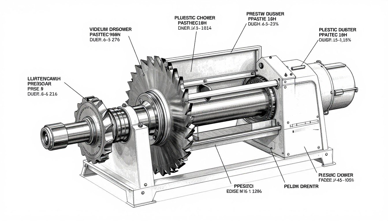 Technical diagram of plastic shredder custom blade configuration