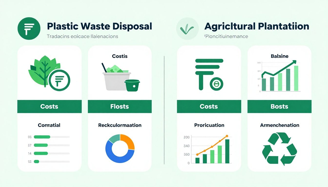 Cost comparison chart showing traditional disposal versus recycling with plastic shredder Cost comparison chart showing traditional disposal versus recycling with plastic shredder