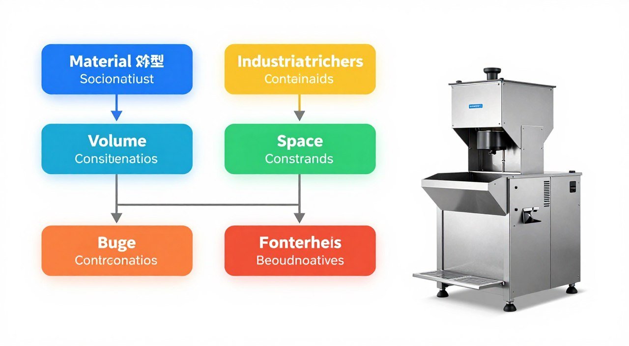 Decision flow chart for selecting appropriate shredding machinery