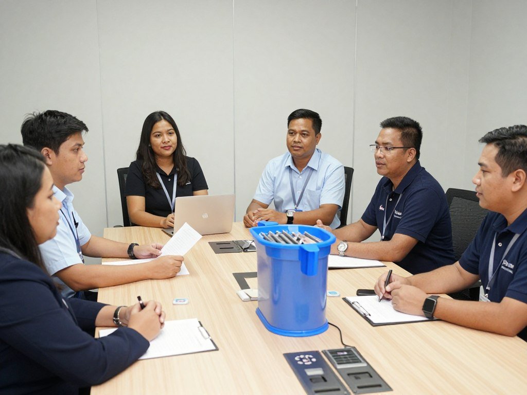 Distributor training session on plastic shredder products