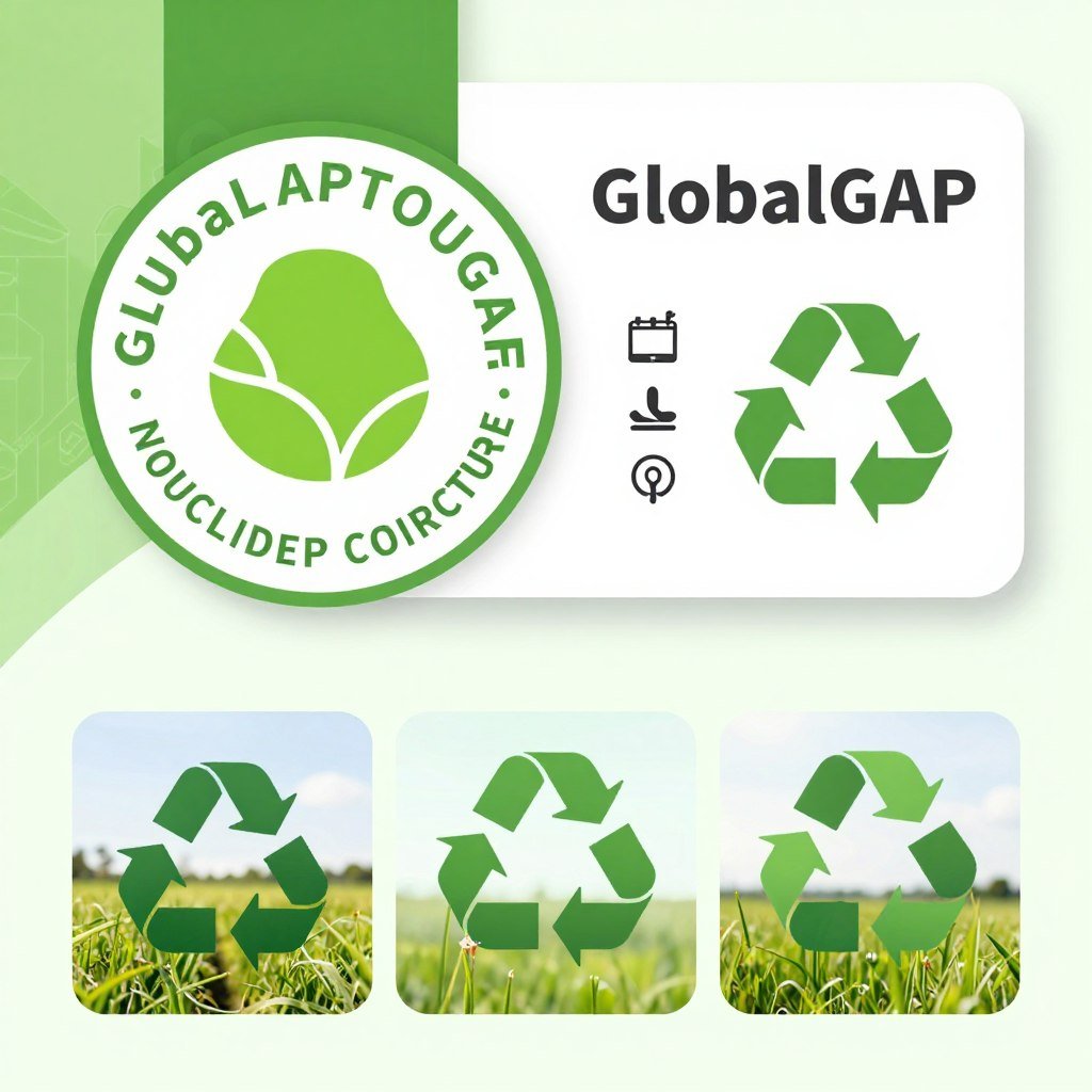 GlobalGAP certification logo and sustainable agriculture practices GlobalGAP certification logo and sustainable agriculture practices