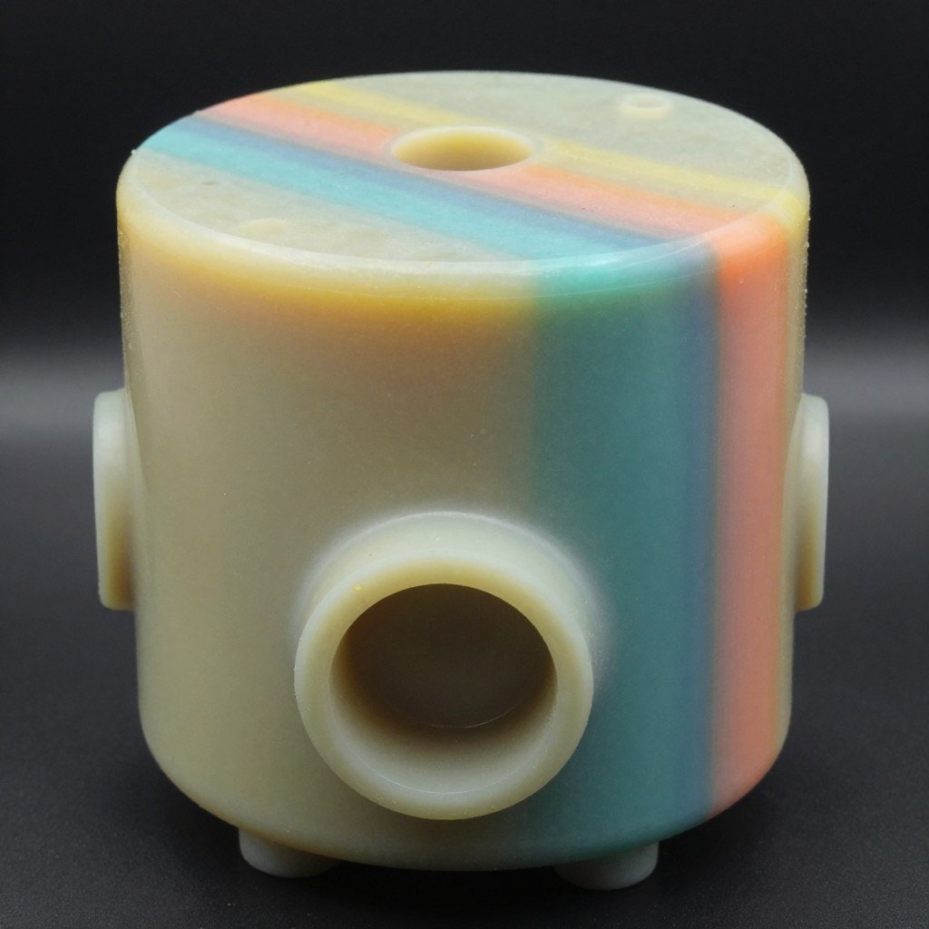 Large plastic purge block from injection molding machine color changeover