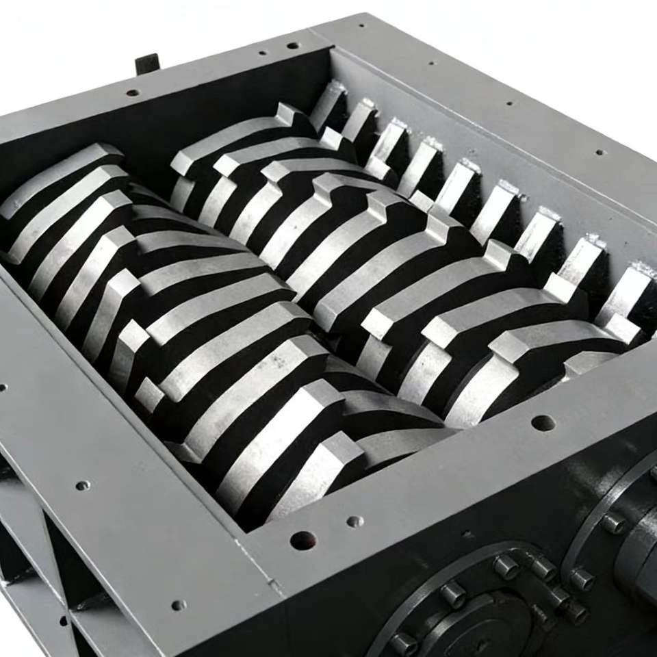 Diagram showing torque application in a plastic shredder with rotating blades